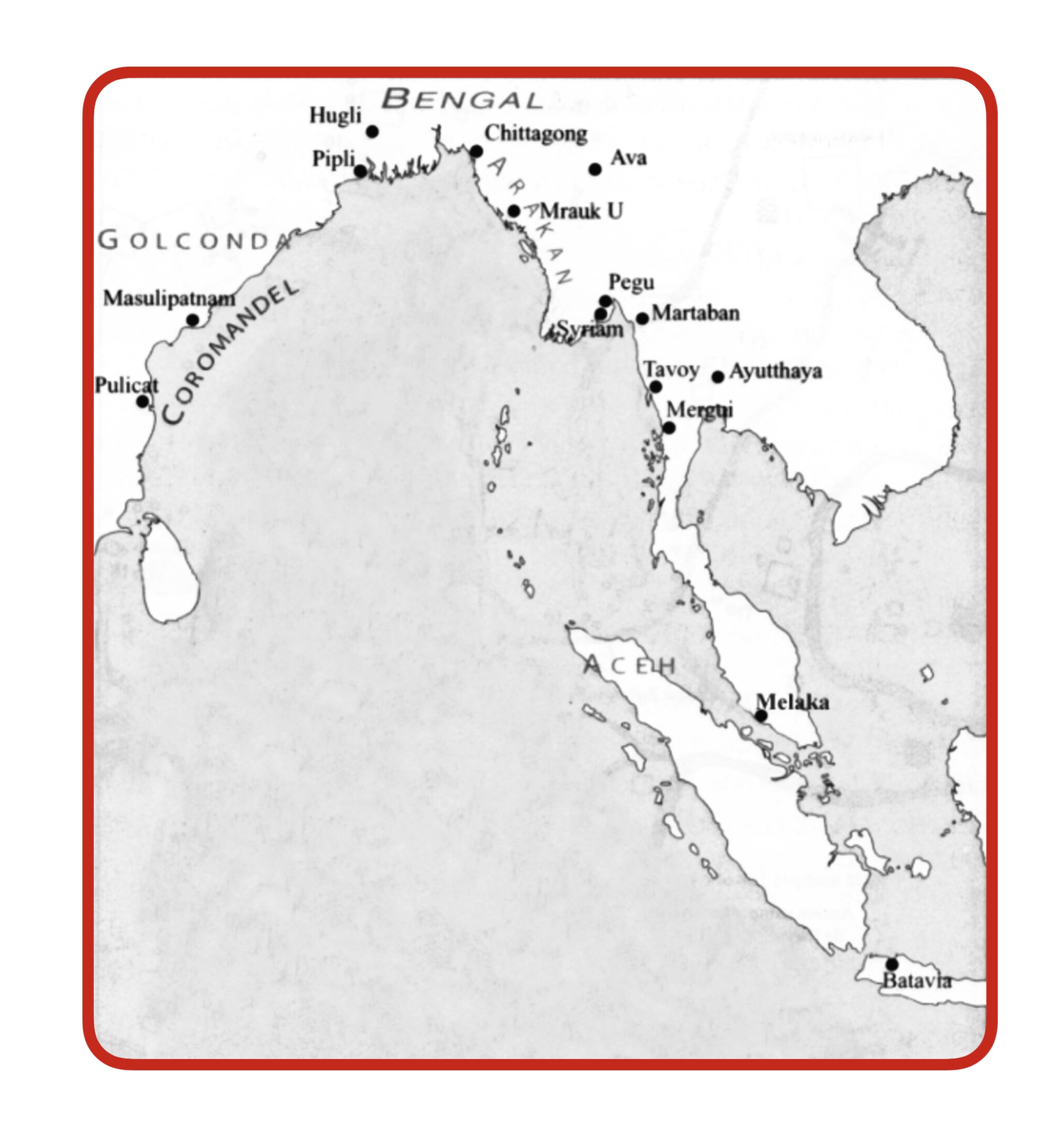 Historical map of Arakan and the Bay of Bengal region
